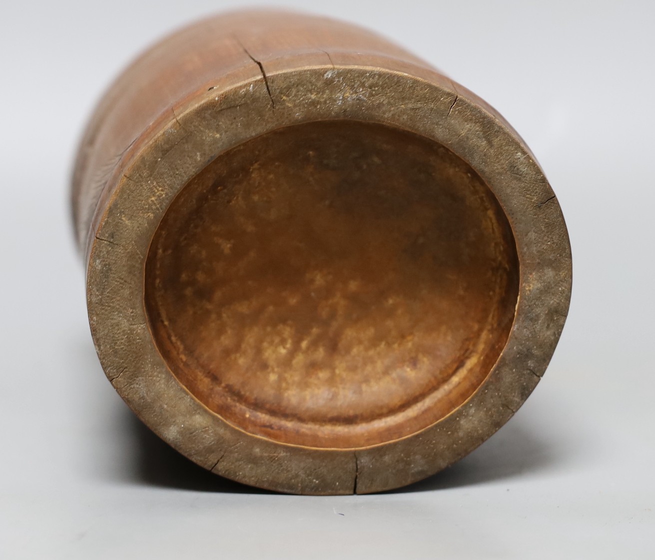 A Chinese bamboo brushpot, 17 cms high